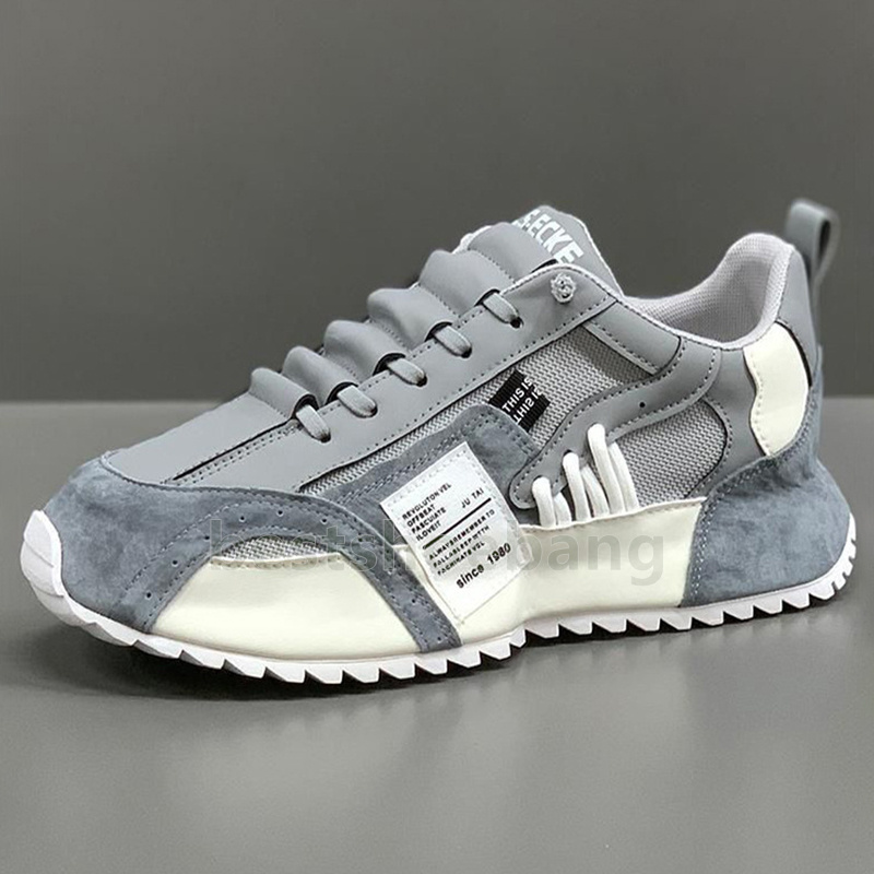vintage style mens trainers running shoes comfortable breathable mesh upper green camel gray color outdoor platform sneakers size 39-47