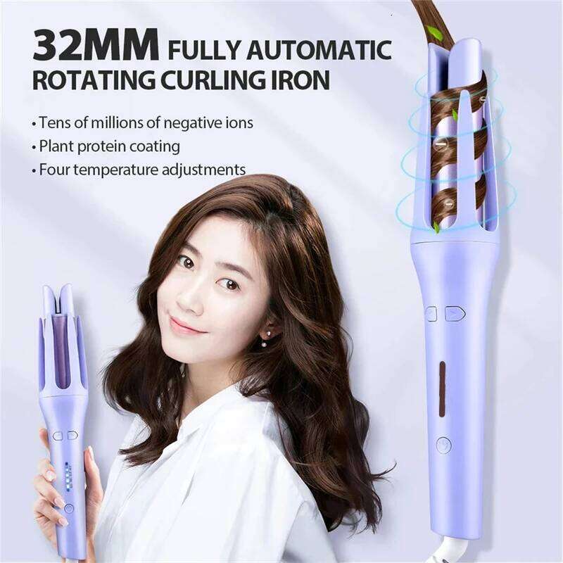 32mm Automatic Curling Rod: Large Waves & Curls Maker with Negative Ion Technology - Ideal for Perms, Bangs, and Dormitory Use