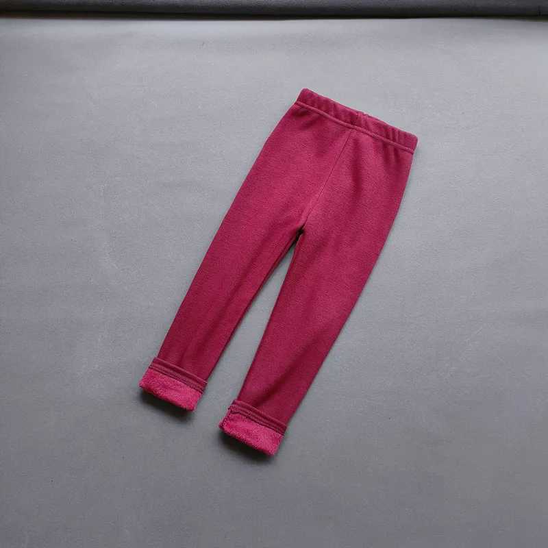 Autumn Winter Girls Fleece Leggings Kids Slim Thermal Trousers childrens Solid Color Plus Velvet Warm PantsT251024