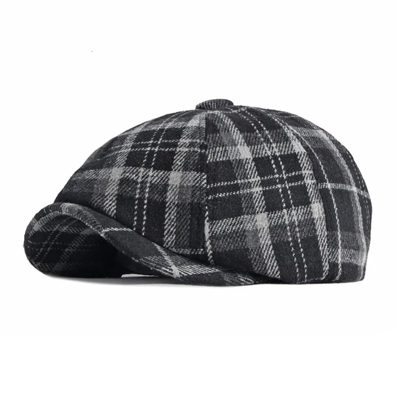 LDSLYJR Autumn Winter Polyester Plaid sboy Caps Flat ed Cap Men and Women Painter Beret Hats 61 251021
