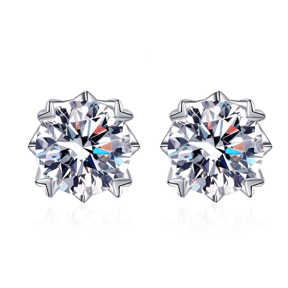 DHCollections-- Sterling Sier Plated with PT950 Gold, Delicate and Exquisite Screw Style Moissanite Earrings for Girlfriend