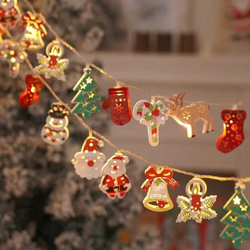 Christmas Deer Snowflake LED String Lights Battery Powered Fairy Lights Xmas Tree Ornament Decoration 2024 Navidad Gift New Year C251024