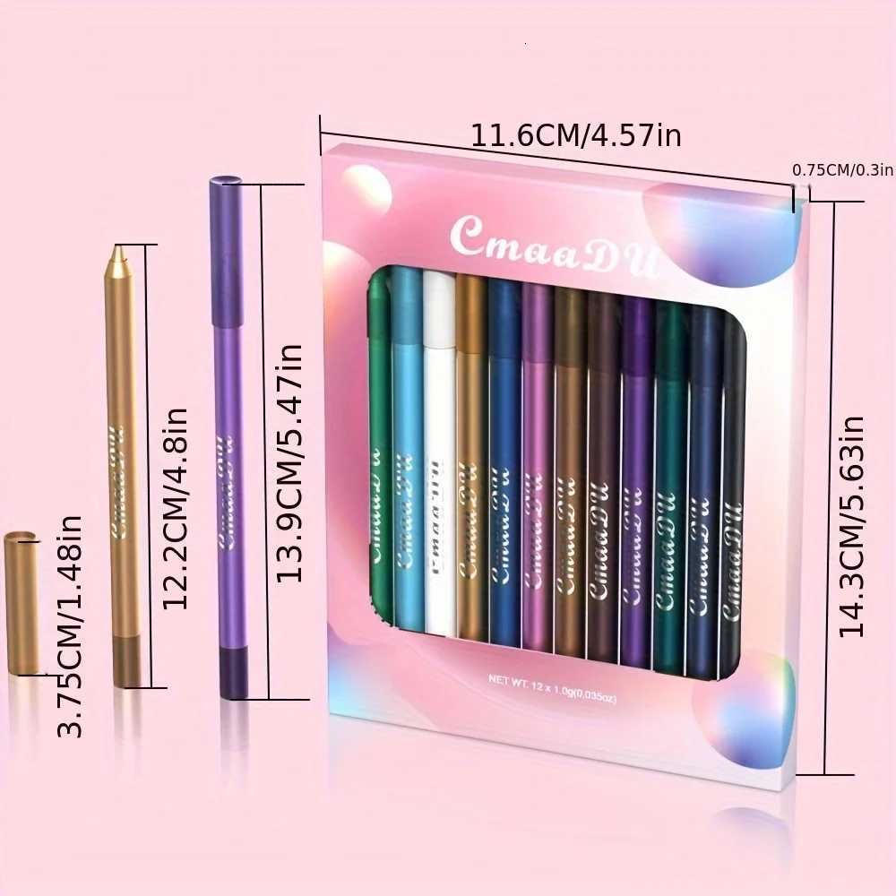 CmaaDu 12 Pcs Set of Waterproof Eyeliner Pens with Shimmering Effects Includes Eyeshadow Durable and Easy to Color HighlighterL251024