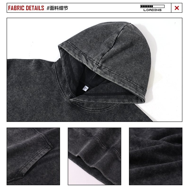 Custom Processing Cross-border 400g Heavy Designer Hoodie Jacket Tracksuit Men Polo Veste Coat Washed Hoodie Jacket Loose Wax-dyed Unisex Drop Shoulde
