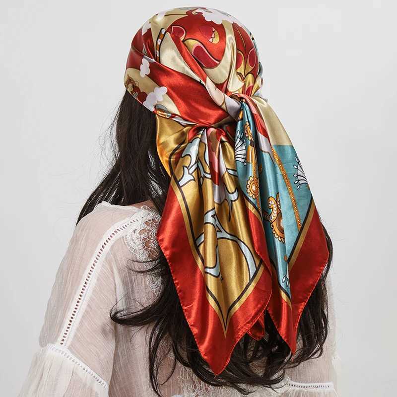Satin Silk Square Scarf Wen High Quty Shl wer Neckerchief Ladies band Hair Bands Print Foard Hijab Wrs Bandana Y251024