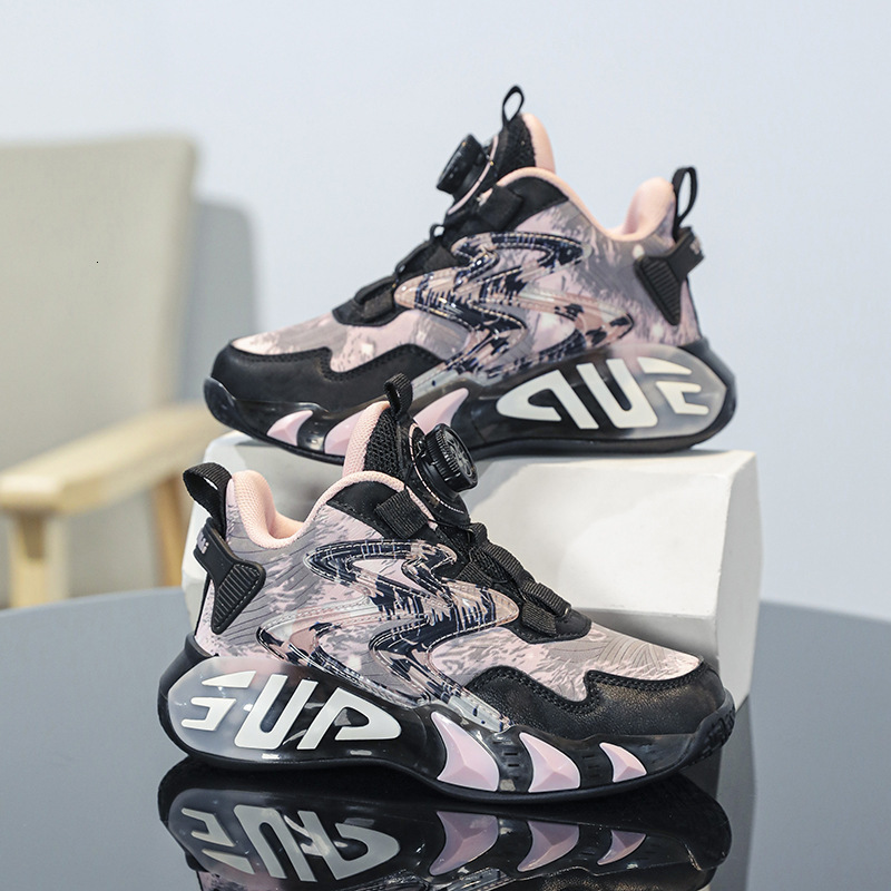 Boys' shoes, wear-resistant luminous shoes, anti slip fashionable trendy shoes, breathable leather basketball shoes, campus girls' casual ch