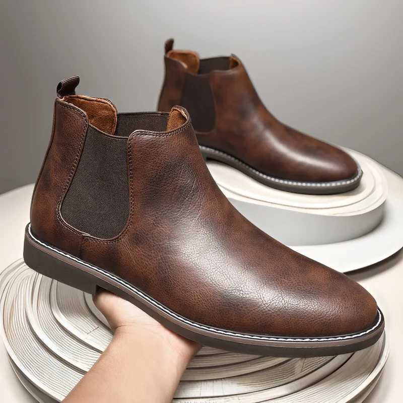 Mens Chelsea Boots Luxury High Quality Men Leather Boots Fashion British Style High Top Men Shoes Comfort Business Ankle Boots W251024