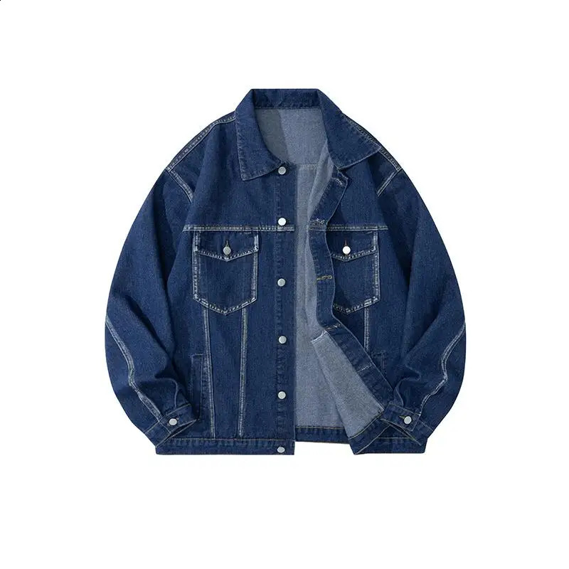 Mens Autumn Single Breasted Long Sleeve Denim Jacket with Lapel Casual Workwear Coat Vintage Streetwear Fashion MXXXL 251017