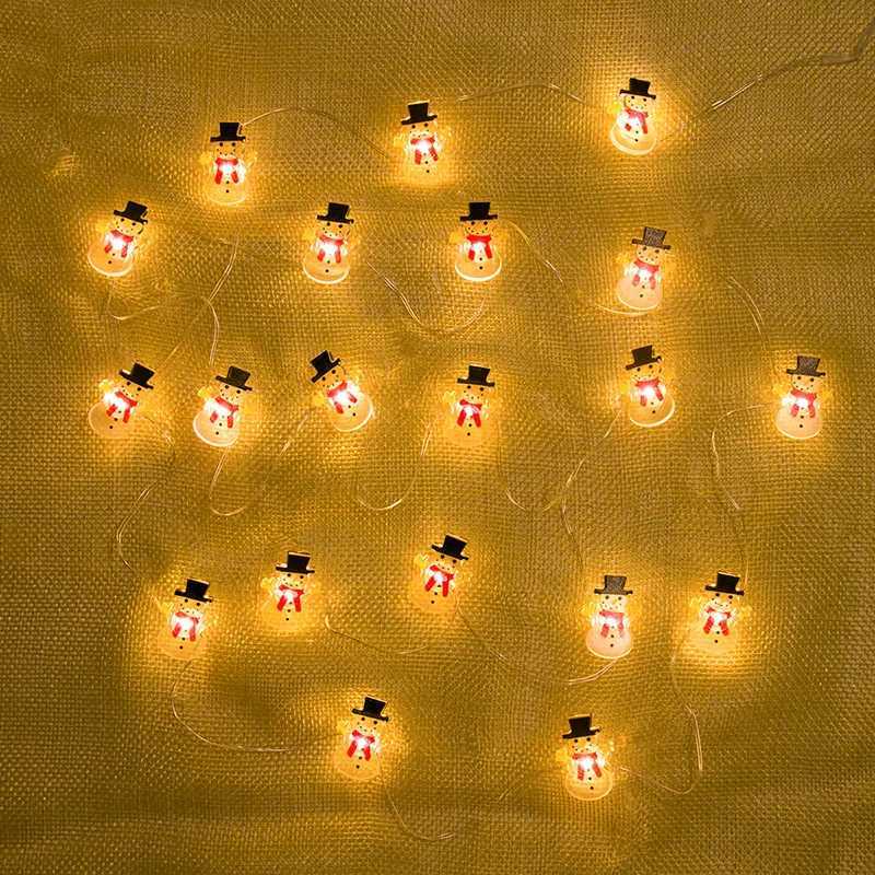 2M Christmas Santa Claus Snowflake LED Light String Garland Xmas Tree Fairy Light Christmas Decoration for Home New Year Navidad C251024