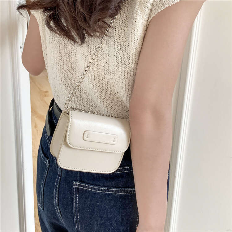 Korean Version Silver Mini Shoulder Minimalist Style Small Square Fashion Cute PU Leather Lipstick Crossbody Chain Bag For Women B5