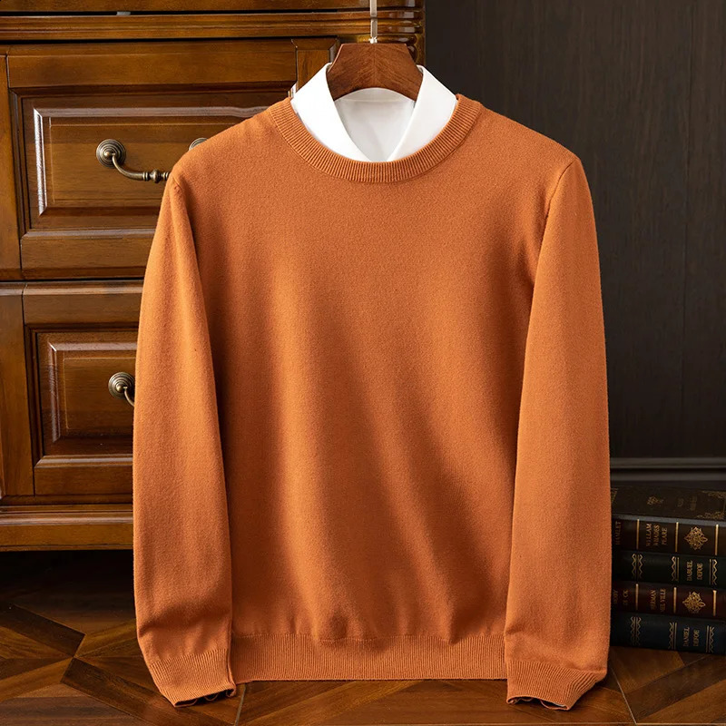 Autumn Winter Mens ONeck Merino Wool Sweater Versatile Basic Cashmere Pullover Casual Business Knitwear 251018