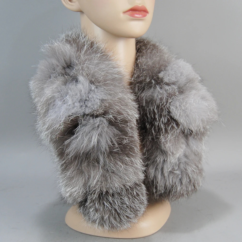 Female Real Fox Fur Scarf Winter Warm Genuine Knitted Fox Fur Scarves Ladies Black Arrival Fashionable Soft Scarfs 251020