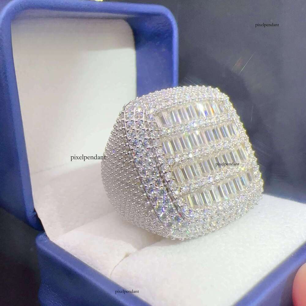 Ready to Ship Lan Dia Custom Sier Vvs Moissanite Iced Out Hip Hop Jewelry Mens Ring