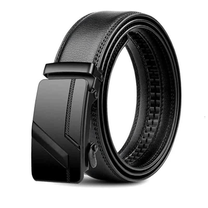 Mens Belt Metal Automatic Buckle Belt High Quality Luxury Belts for Men Fashion Business Black PU Strap W251024