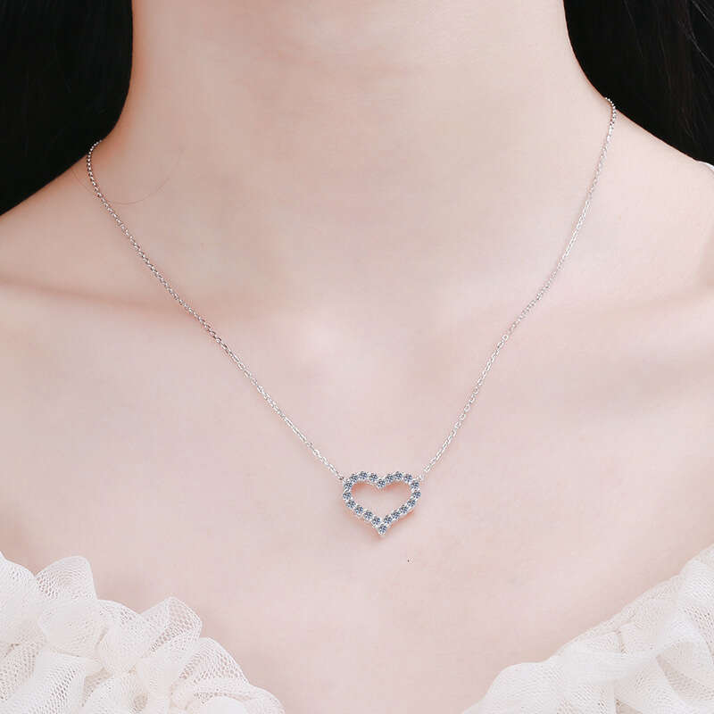 DHCollections-- S Pure Sier Plated PT950 Gold Heart Pendant Trendy Necklace for Women Accessories