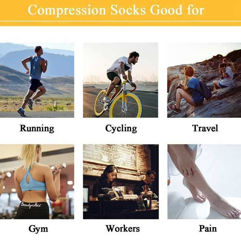YS041 Compression Socks 2030mmhg High Stockings Men Sports Socks For Marathon Cycling Football Varicose Veins Pregnancy Nursing Y251024