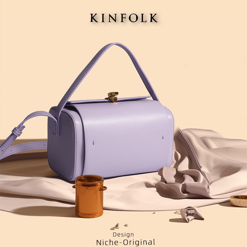 Women's new 2025 handbag with high-grade texture niche acai purple Boston box small square bag single-shoulder crossbody bag