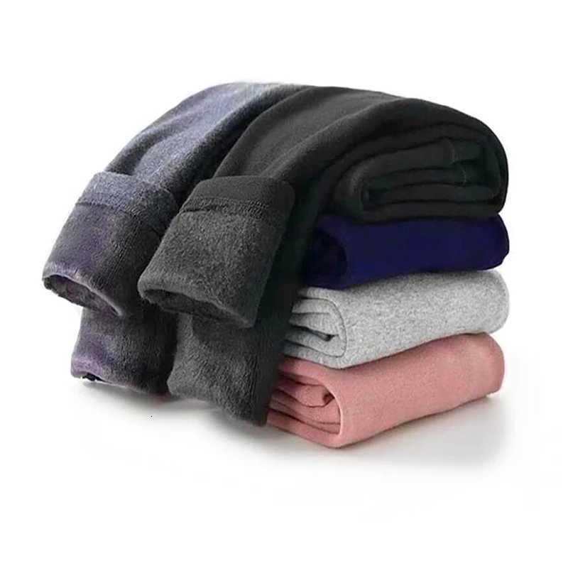 Sweet Girls Pants Kids Boys Thick Warm Trousers Winter Children Casual Solid Color Warm Pants Girls Leggings Gray Pink WineT251024