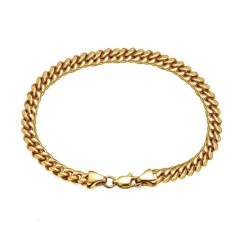 Gold Miami Cuban chain necklace men's hip-hop jewelry necklace 6/8/10/12mm wide men's titanium steel necklace stainless steel Cuban Lobster 