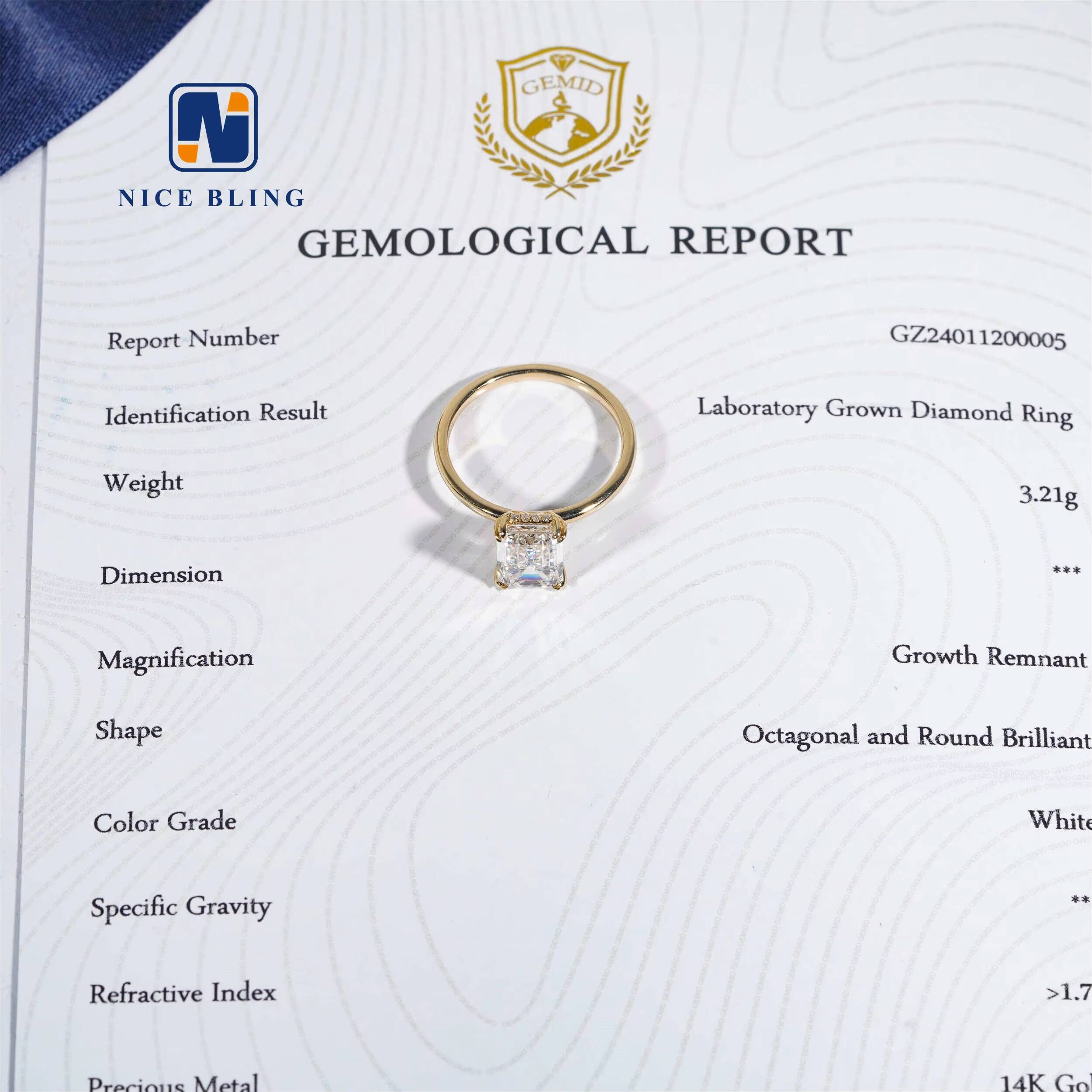 Lab Grown Diamond Jewelry Rings 14K Yellow Gold EVVS2 Emerald Cut Diamond Engagement Wedding Rings for Women
