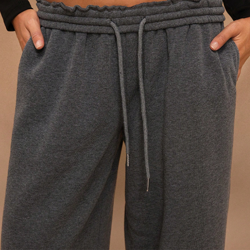 Spring and Autumn Solid Color Loose Feeling Loose Straight High Waist Skinny Wide Leg Pants yoga pants Dark grey