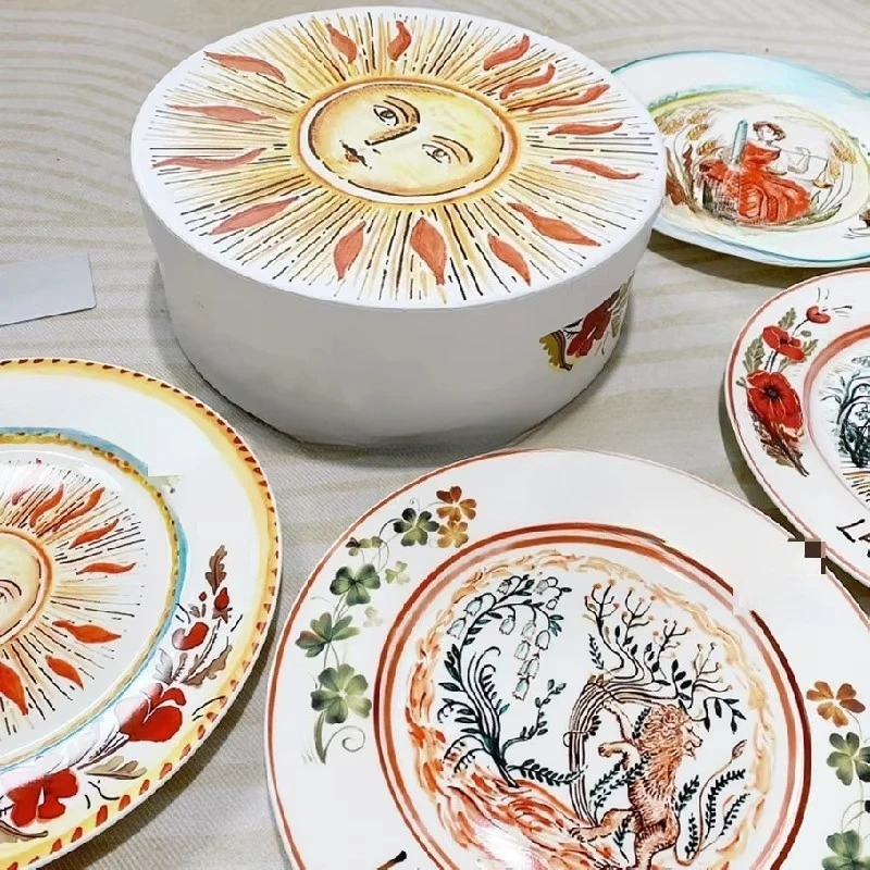 10 Inch Personalized Moon Sun Series Cold Steak Plate Ceramic Tableware Gift Decorative Tray Leave Message To Me