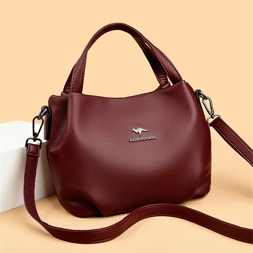 Women Soft Leather TopHandle Bags er Handbag Solid Color Ladies Shoulder Crossbody Bag And Purse Commuting Sac 251023