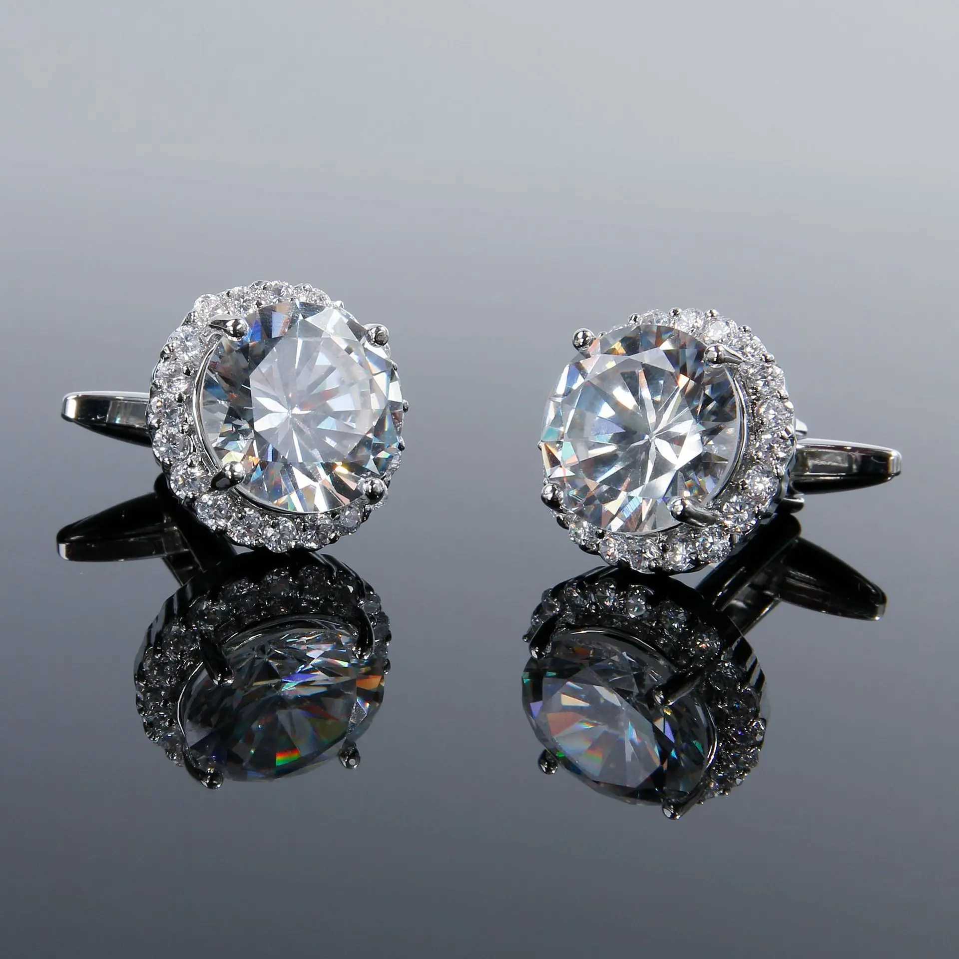 Vintage Mens Cufflinks Light Luxury Zircon Round Shirt Buttons Sve Studs Business Wedding Clothing Accessories L251024