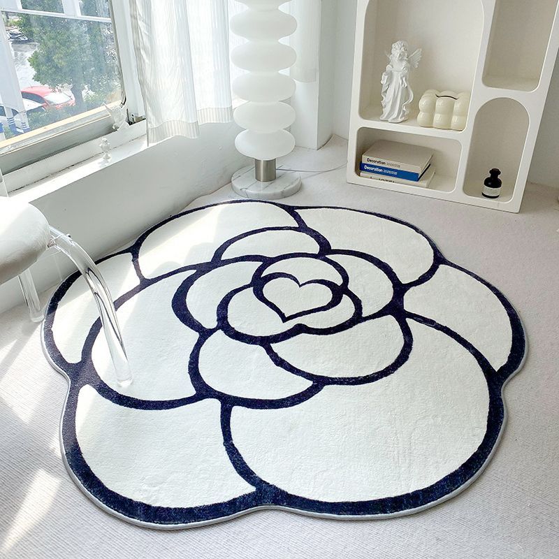 Camellia Shape Floor Mat Luxury Living Room Bedroom Cloakroom Crystal Velvet Non-Slip Dirt Resistant And Easy To Care Carpet Home Decor H260226