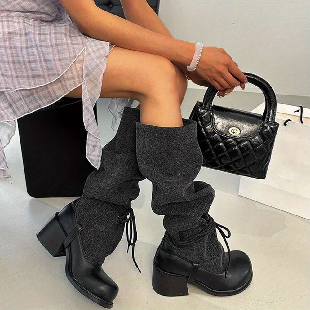 Women's Chunky High Heel Slip-On Closure, Thick Platform Heels For Height Stability, PU Synthetic Cover-Like Appearance Formal & Everyday Outfits