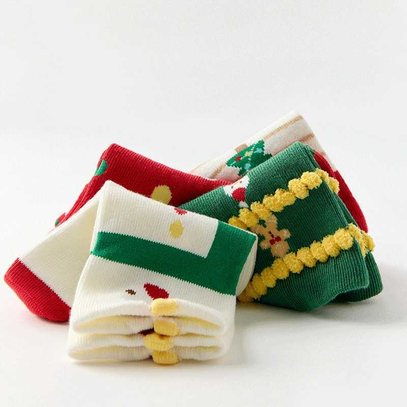 Beibi 4Pair Pack Childrens Socks for Boys and Girls Christmas Collection for Spring Autumn and Winter Suitable for Ages 06 J251024