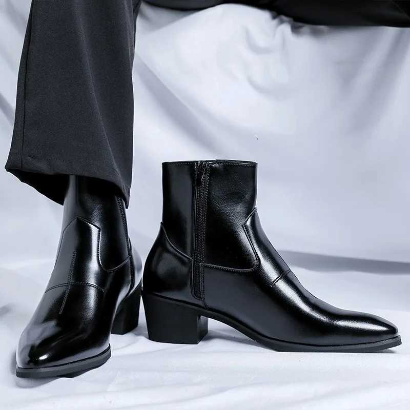 Brand Mens Boots Fashion Chelsea Boot Luxury Leather Botas Black Classic Business Dress Boots Casual Ankle Boots for Men Botas W251024