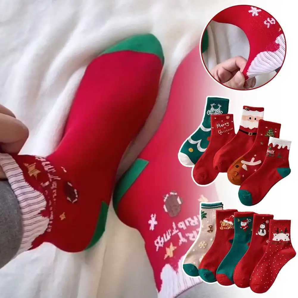Christmas Cartoon Socks Winter Warm Soft Skin Friendly Elastic Sole Unisex Holiday Gift for Couples Family Home Indoor Outdoor J251024