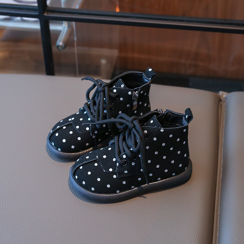 Luminous shoes with wool lining, Martin boots, thick soled double-layer short boots, fashionable and trendy shoes, casual children's shoes