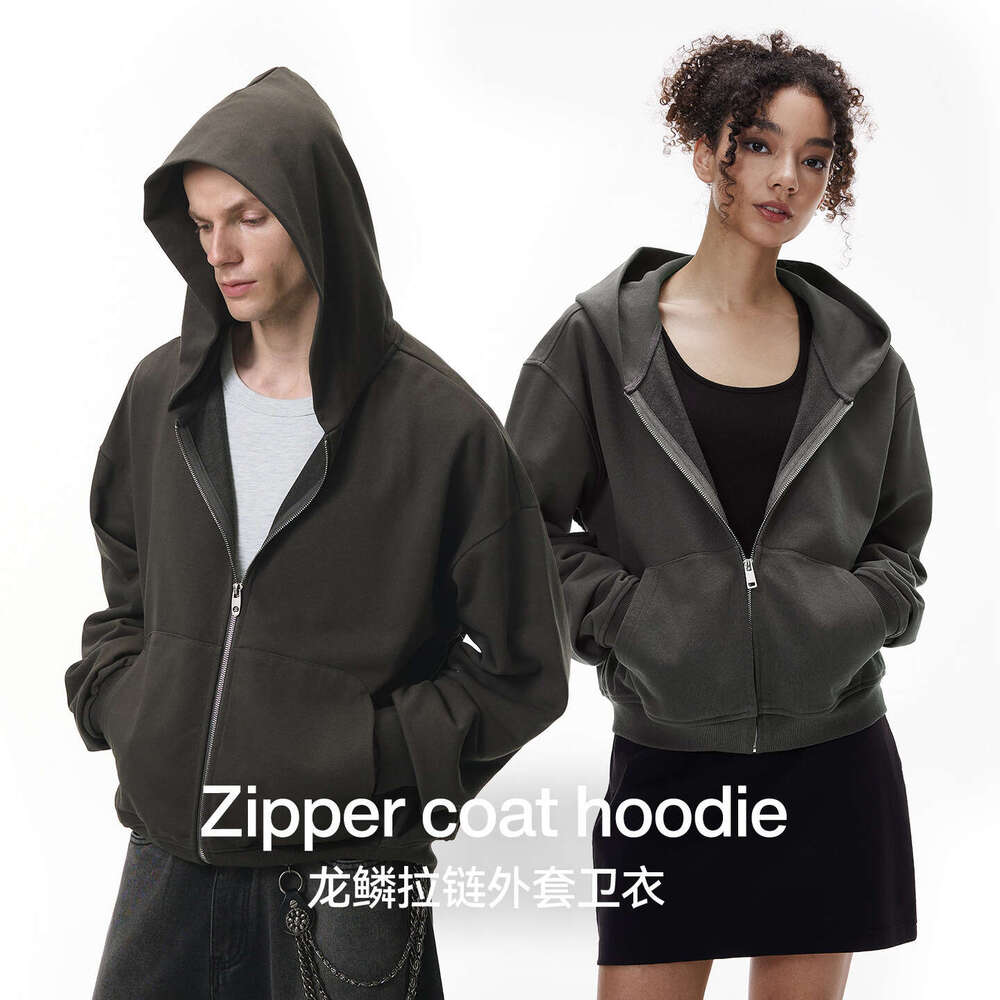Men's Clothing|Dragon Scale Zipper Jacket Sweatshirt 25 Autumn New Boxy Short Knitted Hoodie