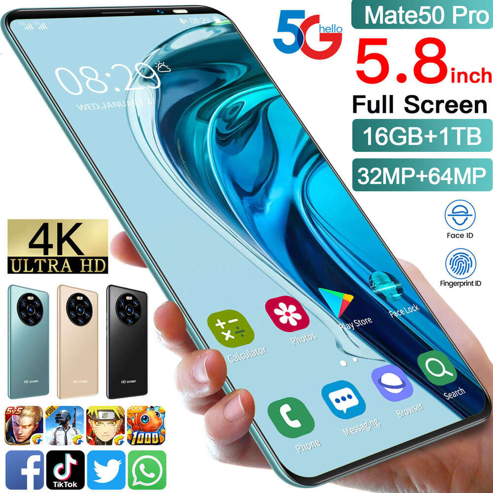 Mate50pro Large Screen HD 5.8Inch Smartphone 6000mAh Battery 32+64MP Camera Snapdragon 8 Elite Dual Sim phones