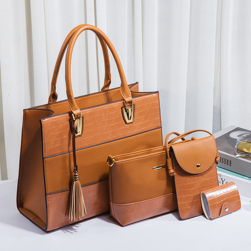 Designer Bag Autumn/Winter New Fashionable Women's Shoulder Bag Retro Crocodile Pattern Four Piece Set Mother and Daughter Luxury Handbag
