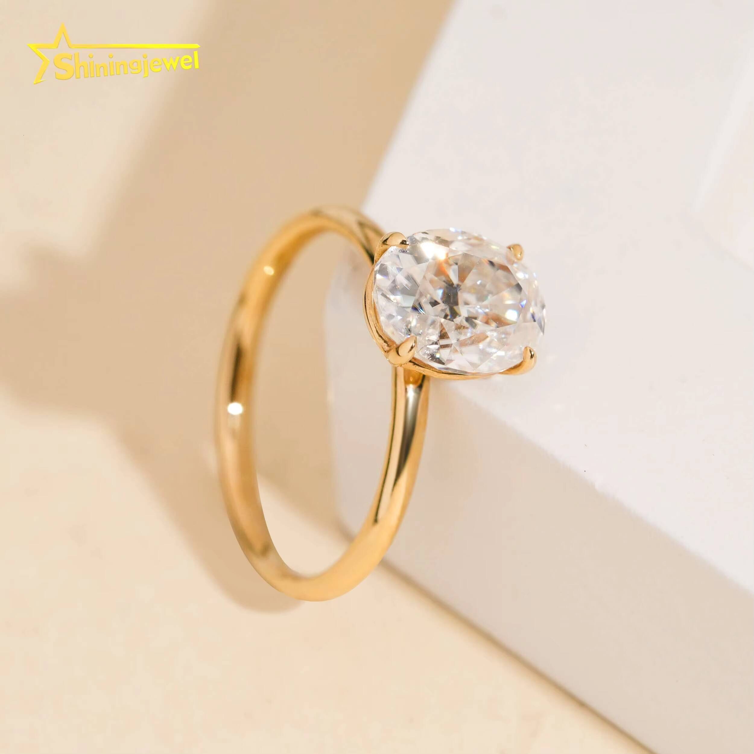 14k Solid Gold Solitaire Engagement Wedding Pass Diamond Test Moissanite Lab Diamonds Wedding Ring for Women