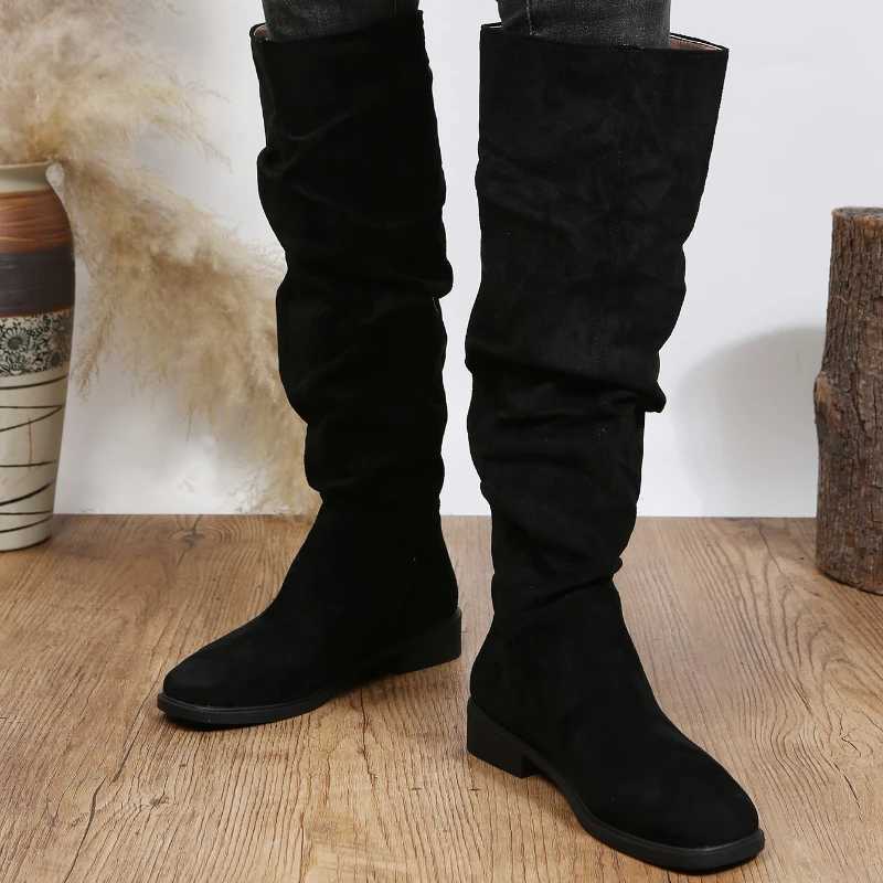 BCEBYL Autumn and Winter Fashion New Sexy Solid Color Warm Round Toe Thick Bottom Low Heel Comfortable Womens Boots Botas Mujer W251024