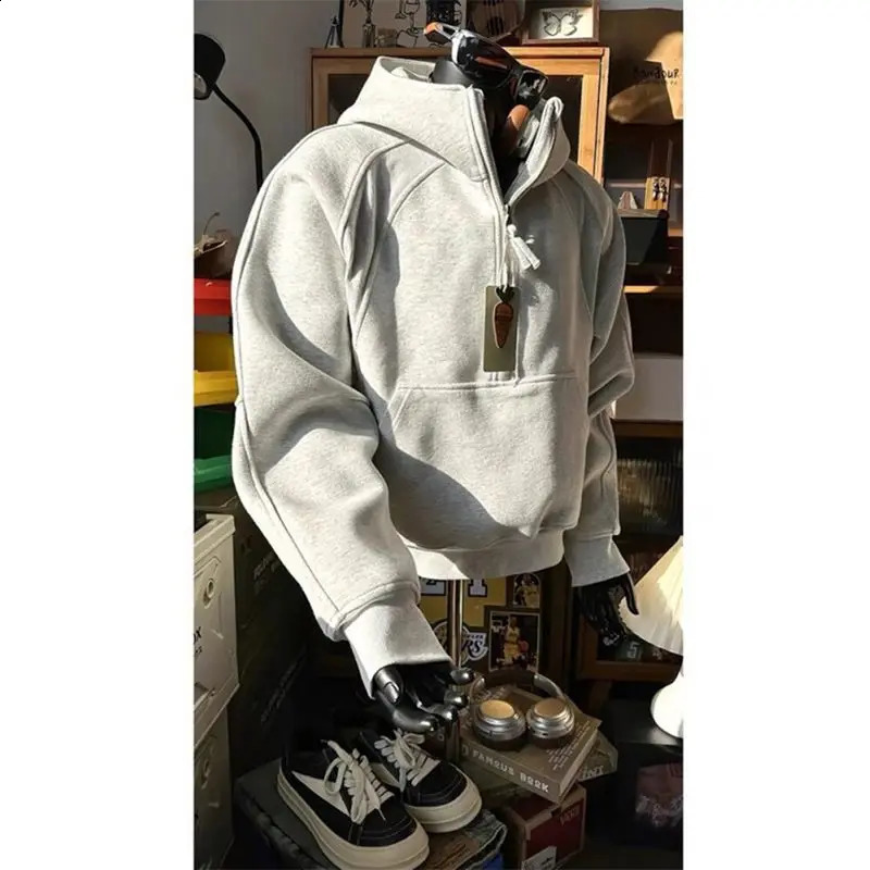 American Halfzipper Standup Collar Sweatshirt for Mens Fashion Handsome Threedimensional Hoodie 251018