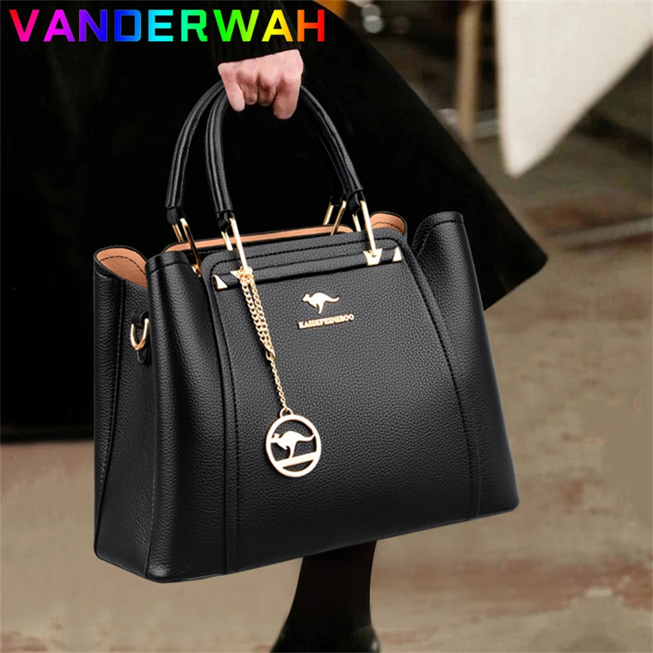 Soft Leather Handbags Women Bags er 3 Layers Shoulder Crossbody Sac Ladies Large Capacity Shopping Messenger Tote 251023