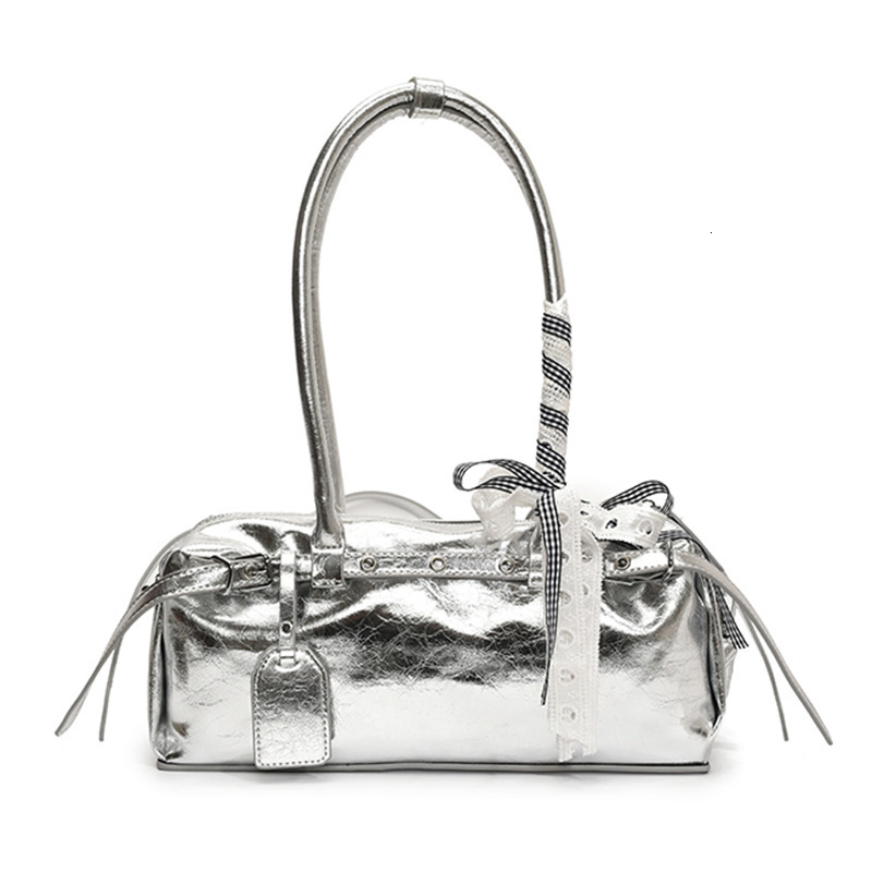 Luxury Brand Designer Bag Super Popular Niche Silver Bag For Women 2025 New Fashion Commuter Versatile Shoulder Underarm Bag Handheld Baguette Bag