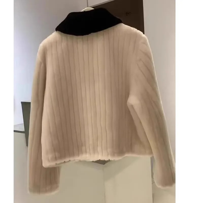 Women Short Lamb Cashmere Jacket Autumn Winter Fur Coat French Small Fragrance HighEnd Thick Warm Lapel Collar Outerwear 251021