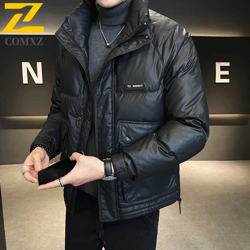 Mens padded Clothing Autumn Winter Solid Color White Duck Down Thickened Warm Outdoor Travel Stand Collar Coat Men Down Jacket Z251024