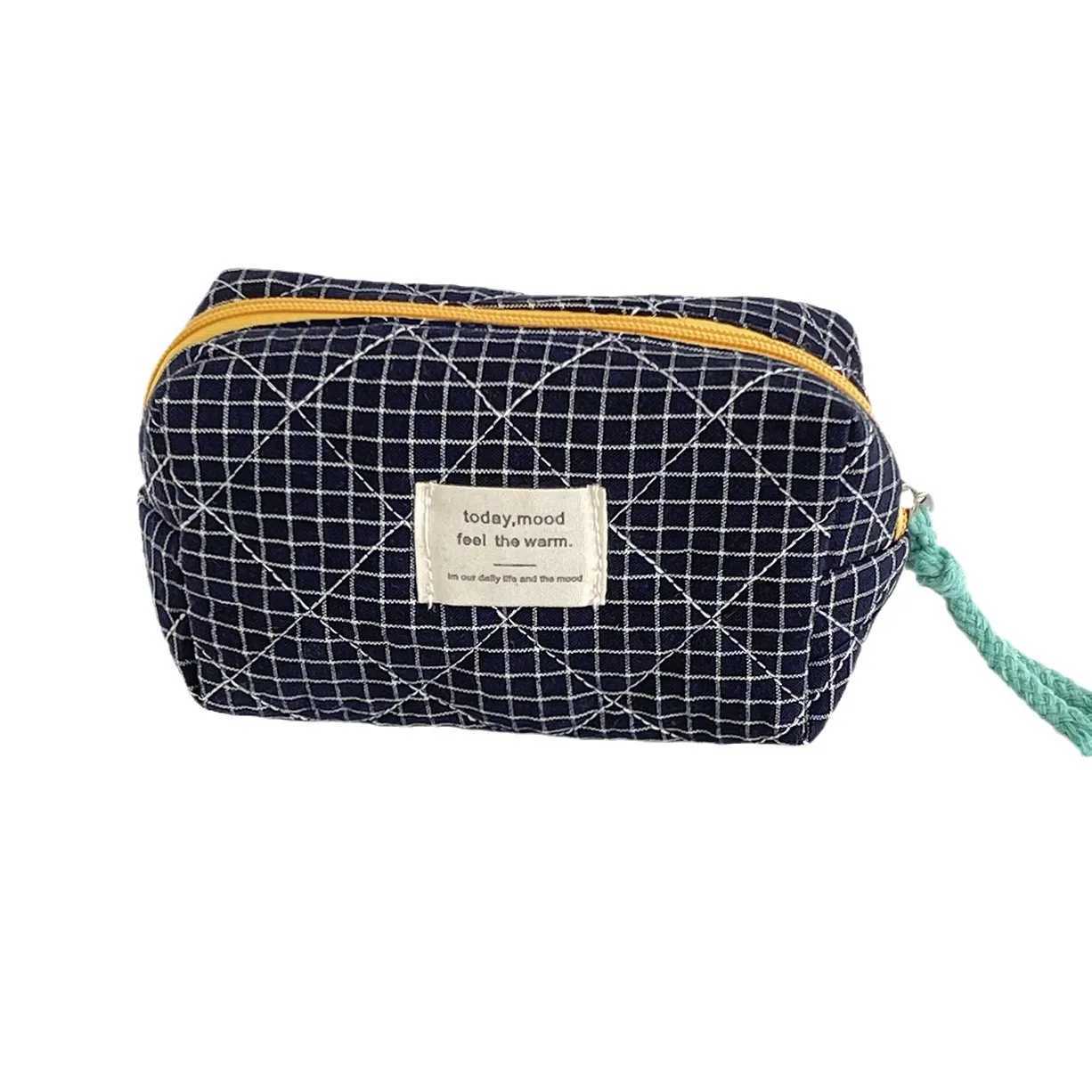 Contrast Color Pencil Case for Girls Quilting Plaid Women Cosmetic Bags Letter Prints Small Storage Bag Female Clutch Coin PurseT251024