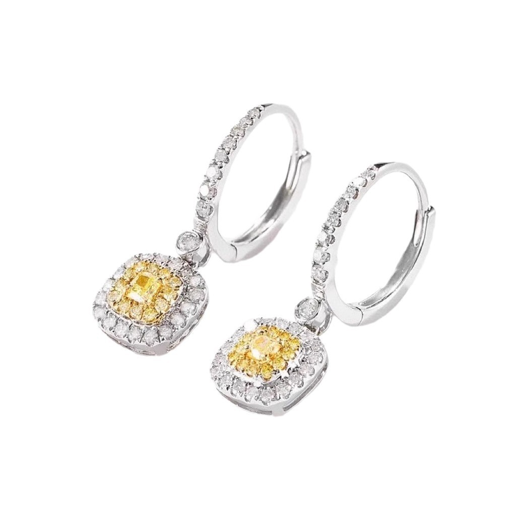 Choucong Brand Dangle Earrings Luxury Jewelry Real 100|% 925 Sterling Silver Cushion Shape Yellow Lab Moissanite Diamond Gemstones Party Women Wedding