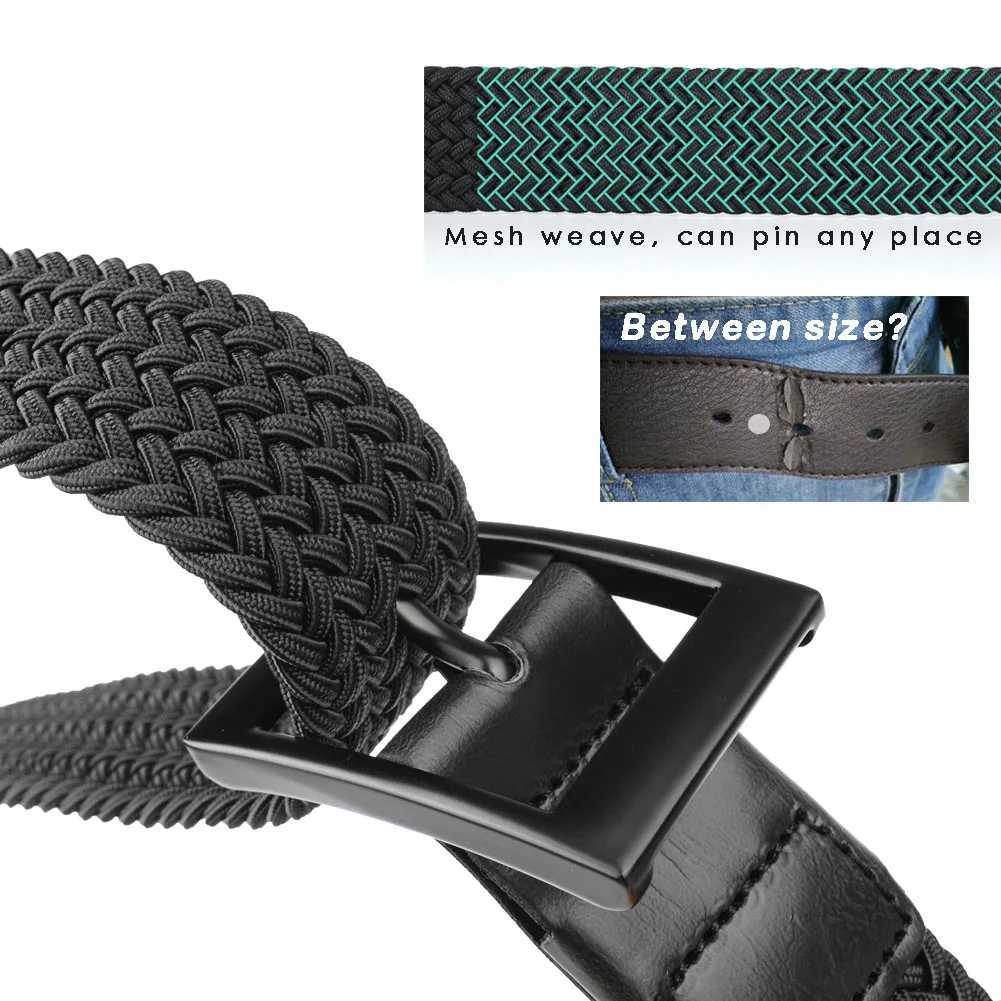 Plus Size 100190cm 63 67 71 Long Braided Elastic Stretch Belt Big and Tall Mens Metal Buckle W251024