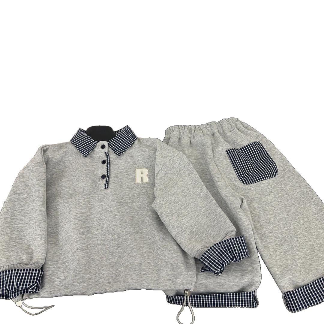 Kids Clothing 2025 Free Shipping Children's 2-Piece Hoodie Set, Mock Layered Shirt Collar Style for Spring/Autumn