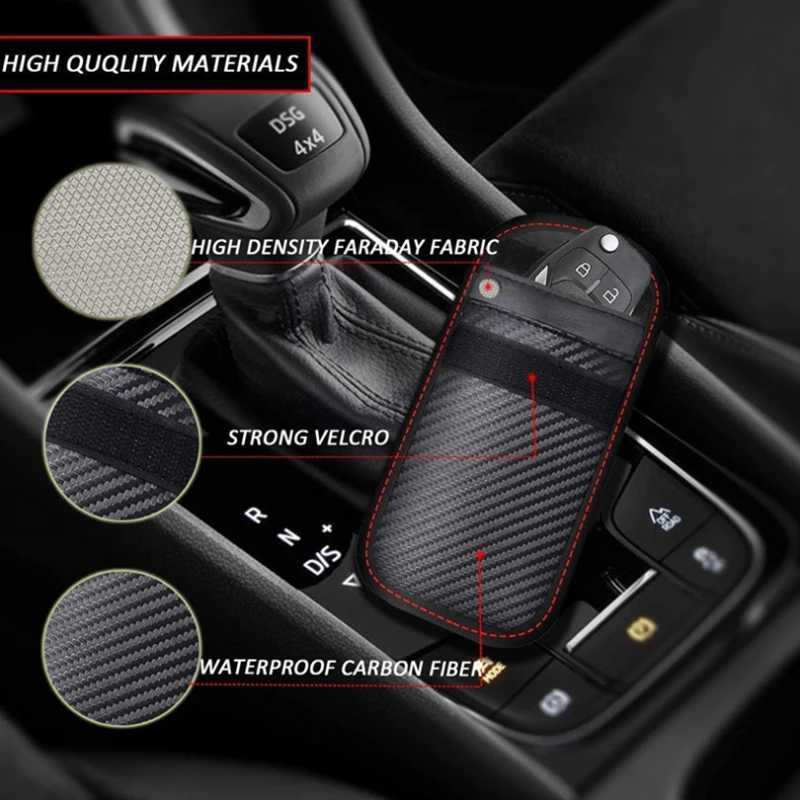 Car Rfid Signal Blocking Bag Cover Signal Blocker Case Faraday Cage Pouch For Keyless Car Keys Radiation Protection Z251023