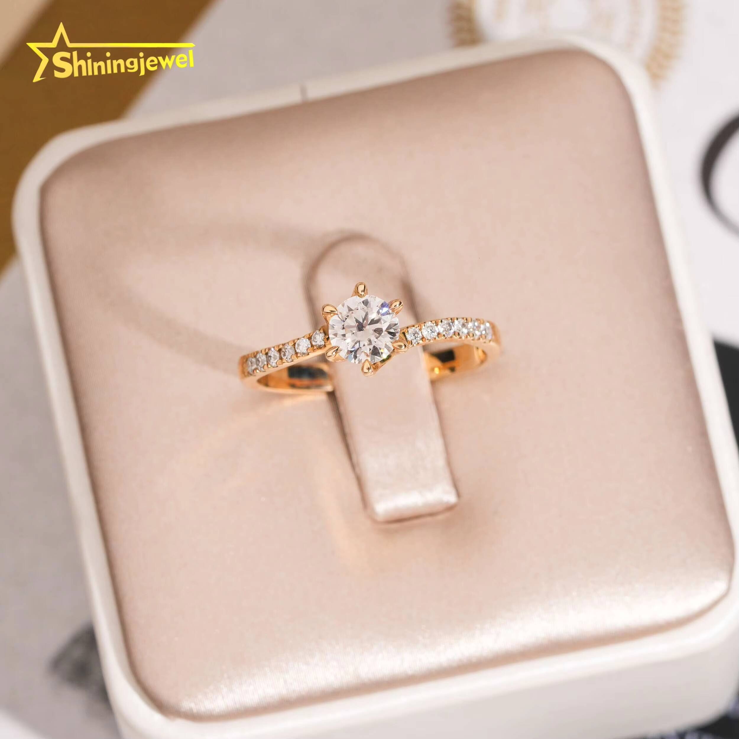 Trendy 14K Gold 054ct Moissanite Ladies Ring GRA Certificated Custom Fine Jewelry VVS Moissanite Ring for Women Daily Wear
